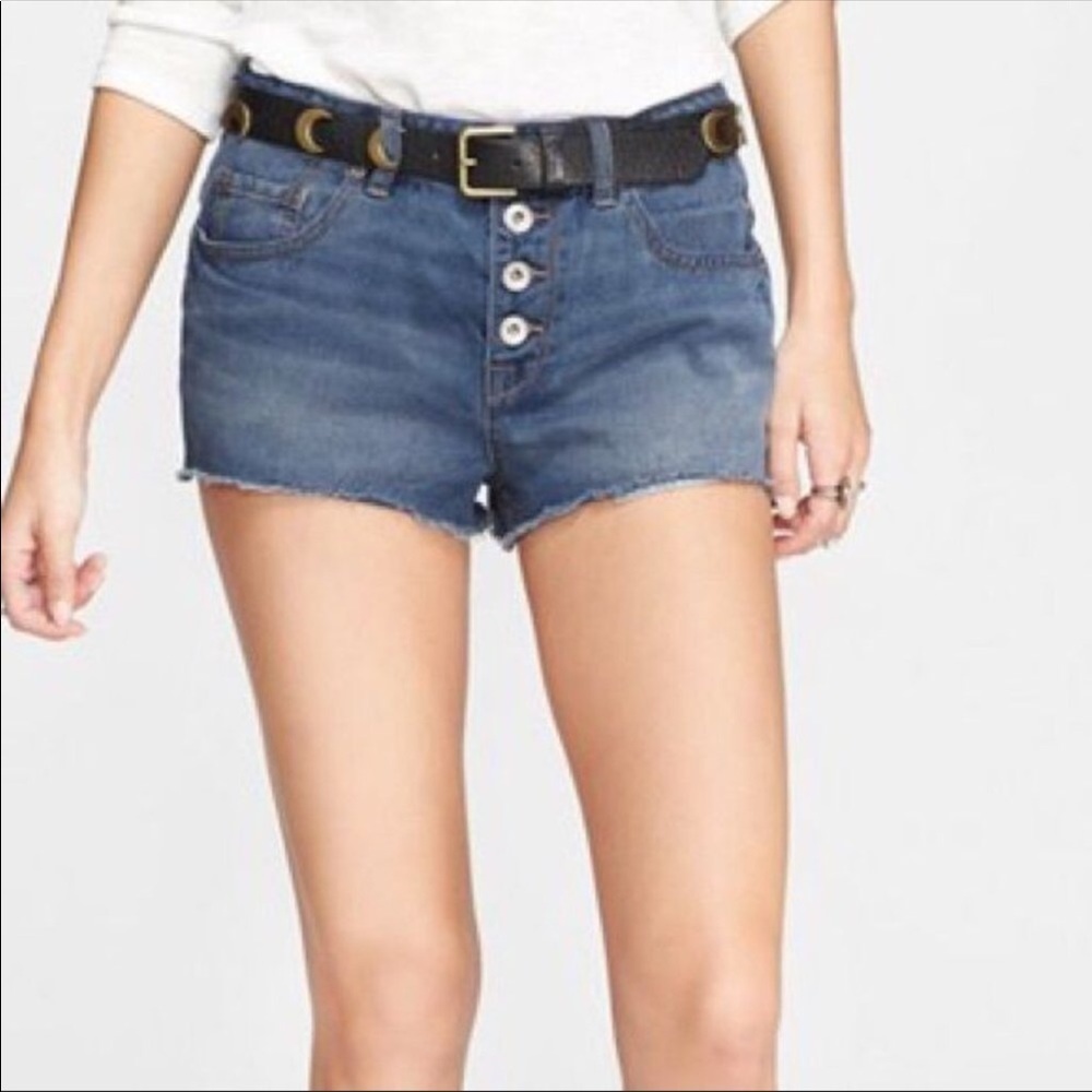 Free People Haynes Wash Button Fly Denim Shorts‎ NWT